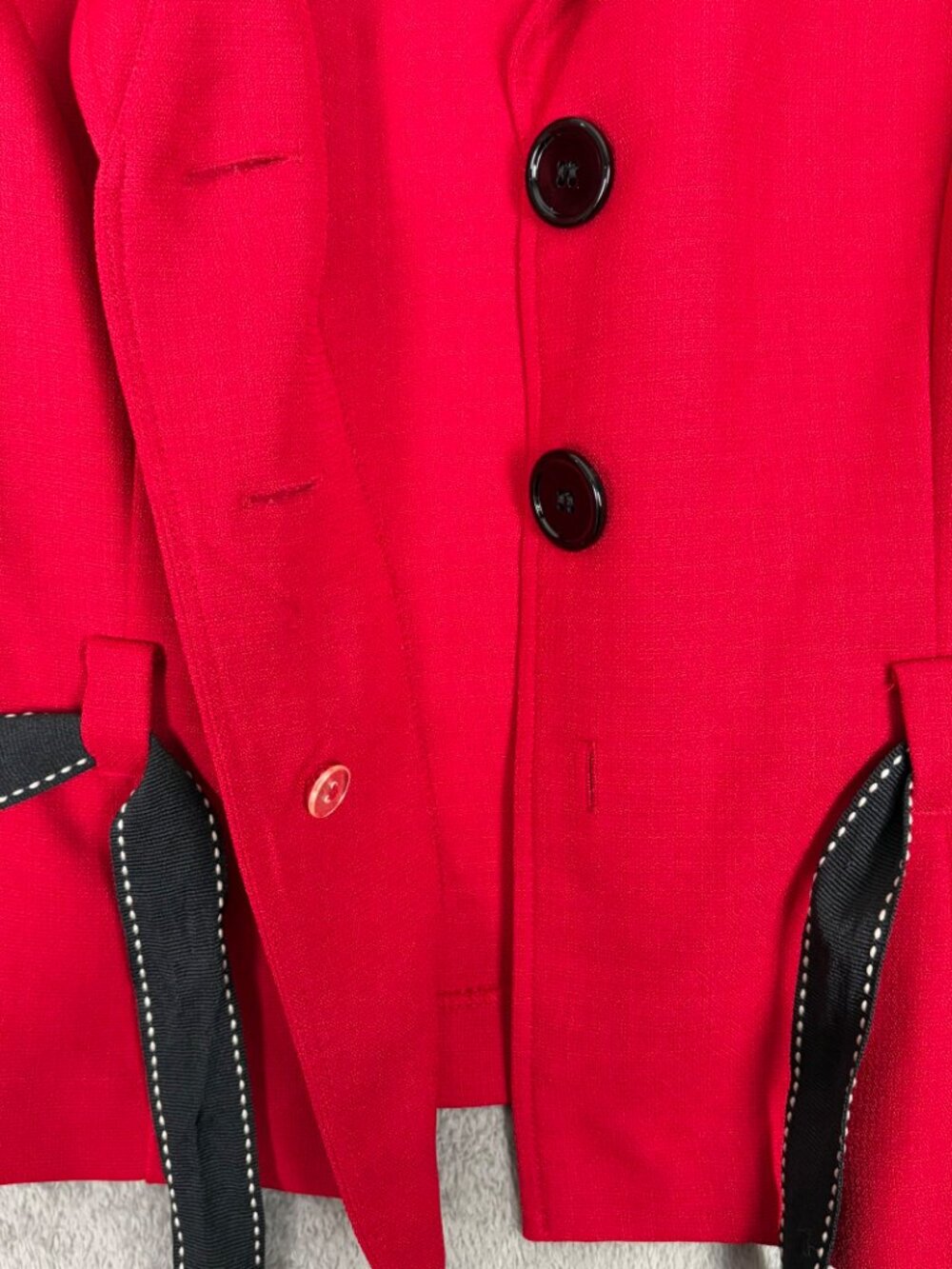 Studio 1 Y2K Blazer Jacket Womens 10P Red Short Sleeve Belted Preppy Uptown Chic - Picture 5 of 8
